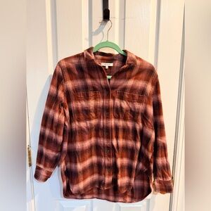 WOMEN’s Madewell Checkered Shirt in Burgundy Size XS
